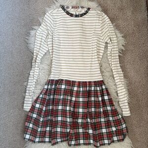 NWOT J.Crew Crewcuts Girls Striped and Plaid Long Sleeve Dress XL 12-14